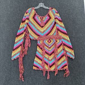 Spell & Gypsy Crochet Skirt Set Women's Small Medium Multicolor Boho Festival